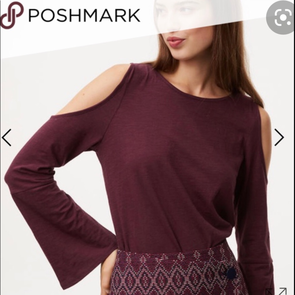 LOFT cold-shoulder flared sleeve 3/4 length